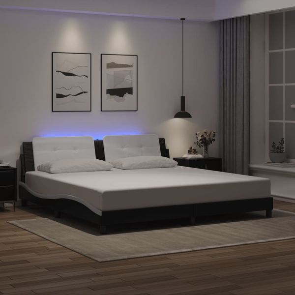 vidaXL Bettgestell mit LED ohne Matratze "Zadar" Schwarz und Weiß 200x200 cm 3214136