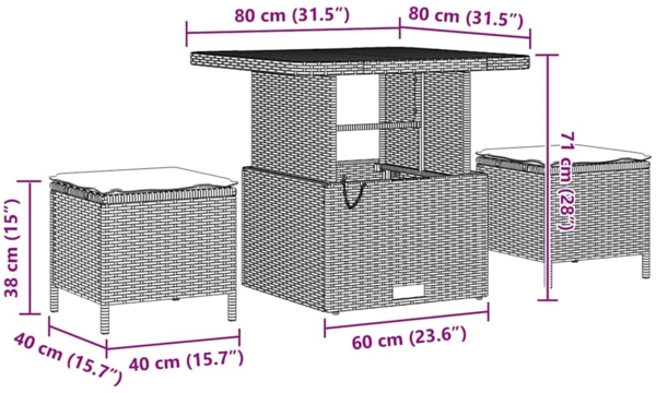 vidaXL Garten-Sofa-Set mit Kissen 13 pcs Schwarz und Creme 3363230 Bild 9