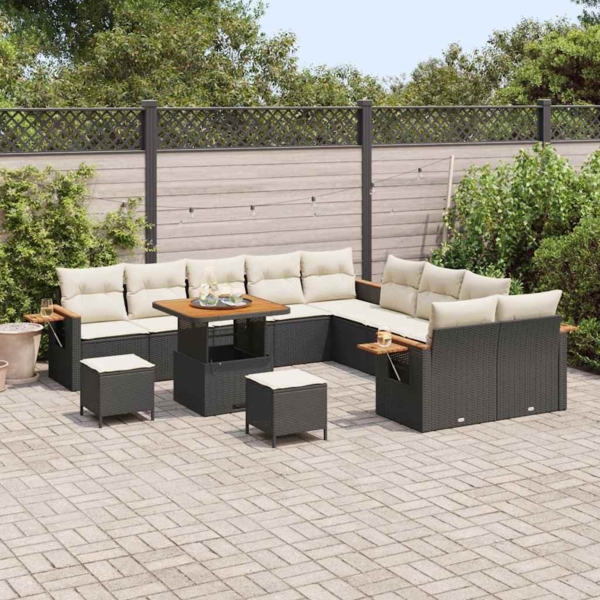 vidaXL Garten-Sofa-Set mit Kissen 13 pcs Schwarz und Creme 3363230 Bild 2