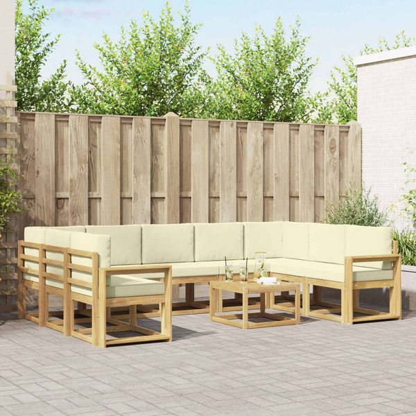 vidaXL Outdoor-Sofagarnitur 10 pcs Weiß und Creme 59 x 59 x 37 cm 3388259