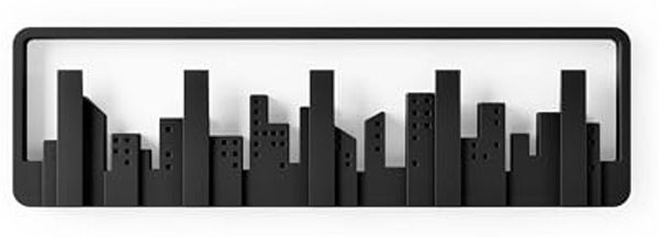 Umbra Skyline Schwarz Garderobenhaken mit 5 beweglichen Haken Garderobenleiste aus Kunsts
