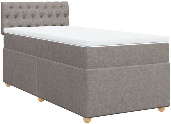vidaXL Boxspringbett mit Matratze Taupe 100x200 cm Stoff 3288902 Bild 3