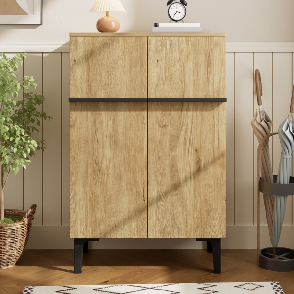 Schuhschrank mit Doppeltüren 95 x 60 x 34,5 cm – moderner Aufbewahrungsschrank für Eingangsbereiche