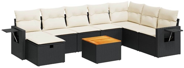 vidaXL 9-tlg. Garten-Sofagarnitur mit Kissen Schwarz Poly Rattan 3325829