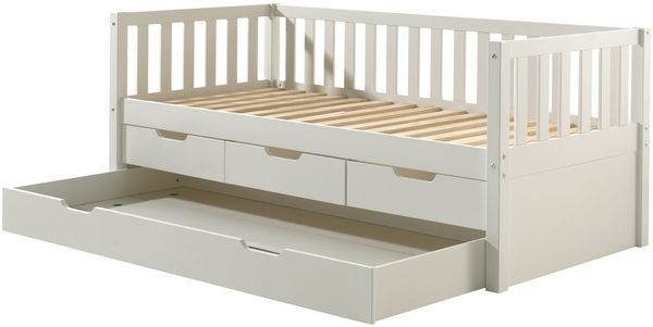 Ausziehbett Karena 211x98x86 Kojenbett Massivholz Weiß Bild 2