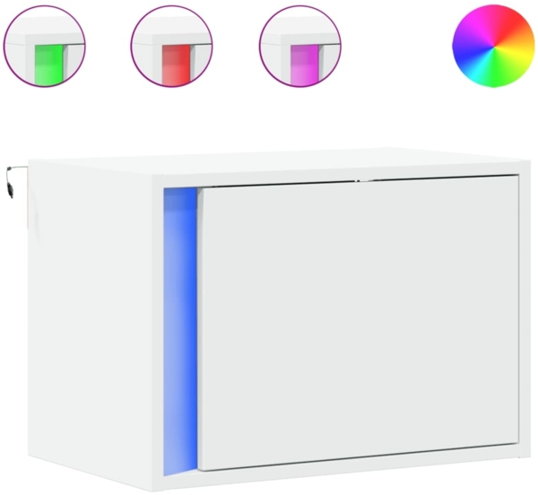 vidaXL Wand-Nachttisch mit LED-Leuchten Weiß 852089