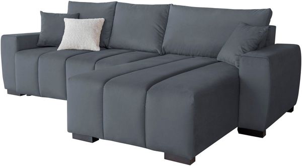 Home affaire Ecksofa Bello L-Form, B: 256 cm, Bettfunktion, Bettkasten & 2 Zierkissen, Federkern