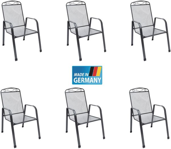 MFG ZINGST 6x Stapelsessel aus Streckmetall Gartenstuhl stapelbar