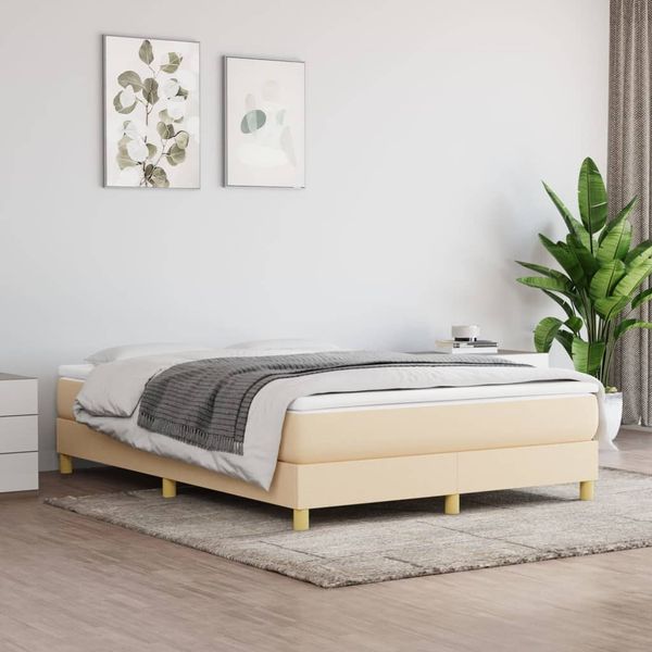 vidaXL Boxspringbett mit Matratze Creme 140x190 cm Stoff 3144172