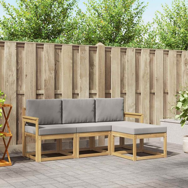 vidaXL Outdoor-Sofagarnitur 4 pcs Weiß und Hellgrau 3387445