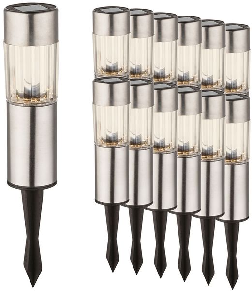 12 LED Edelstahl Solarlampen für den Außenbereich