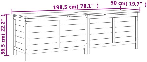 vidaXL Gartentruhe Weiß 198,5x50x56,5 cm Massivholz Tanne 364761 Bild 8
