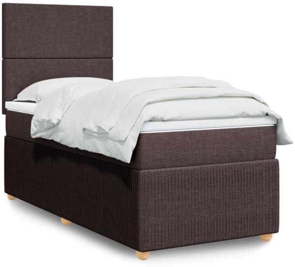 vidaXL Boxspringbett mit Matratze Dunkelbraun 90x190 cm Stoff 3294207