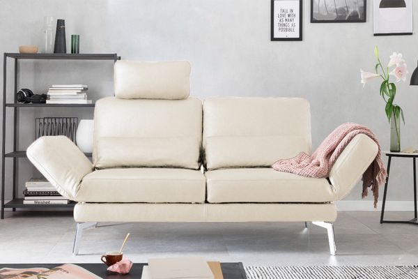 KAWOLA Sofa HURRICANE 2-Sitzer Leder weiß 87 x 141 x 170 cm