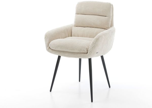 Esszimmerstuhl Abelia-Flex mit Armlehnen Cord Beige 4-Fuß konisch Schwarz