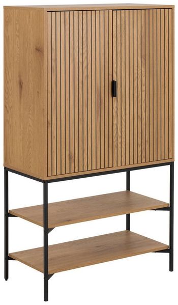 ACTONA GROUP Stauraumschrank Jaipur Sideboard, Regal, Wildeiche-Optik, 2 Türen und 2 Einlegeböden, Lamellenfront