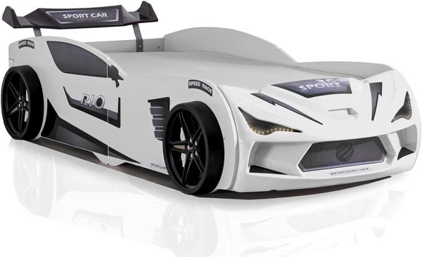 Autobett Kinderbett "Rio" 90x200 Carbon mit LED Leuchte inkl. Lattenrost - Varianten