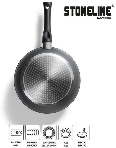 STONELINE Topf-Set, Aluminium, Keramik (Kochgeschirr-Set, 14-tlg, Kochgeschirr-Set, 3x Kochtopf, 3x Bratpfanne, 3x Glasdeckel, Zubehör), mit echten Steinpartikeln, induktionsgeeignet, Designed in Germany