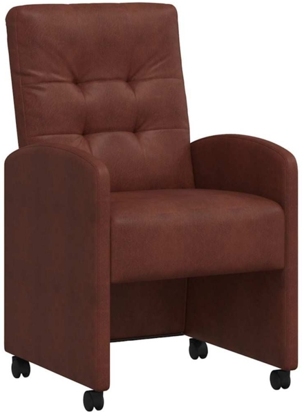 vidaXL Esszimmerstühle mit Rollen 2 pcs Glänzendes Braun Kunstleder 42017895