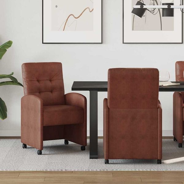 vidaXL Esszimmerstühle mit Rollen 2 pcs Glänzendes Braun Kunstleder 42017895