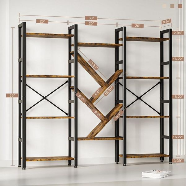 GarveeMore Bücherregal 4 Ebene Buchregal Großes Holz Bücherregal mit 14 offenen Display Regal