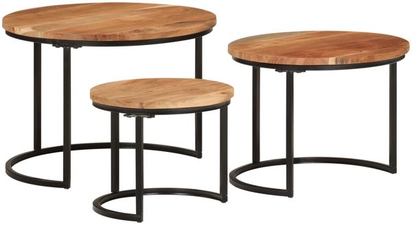 Couchtische, Sofatische 3 Stk. Massivholz Akazie