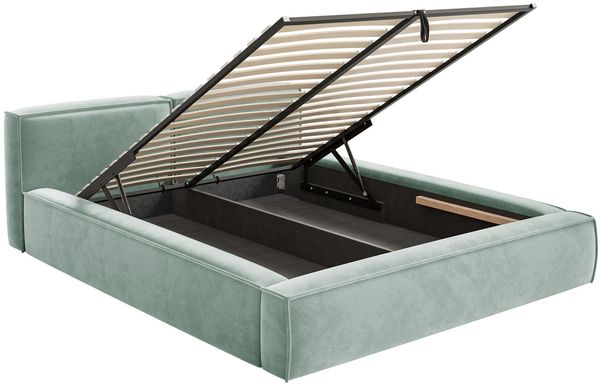 Selsey 'Tilves Slim'Polsterbett 160x200 mit Bettkasten und Lattenrost, Velours, salbeigrün Bild 4