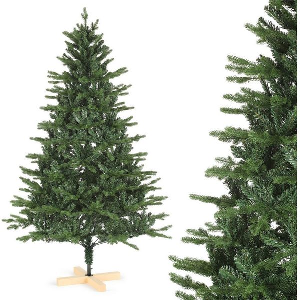 oyajia Künstlicher Weihnachtsbaum Künstlicher Weihnachtsbaum mit Holzbeinen, Tannenbaum, 150 cm, 400 Zweige, PVC/PE
