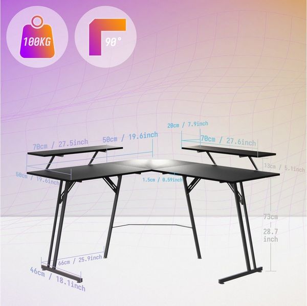 FIVMEN Schreibtisch Computertisch Gaming Tisch L-Frame PC Schreibtisch mit Tischplatte (1 Tisch), Gaming Schreibtisch inkl. Schwarze Kohlefaser für zu Hause/Büro