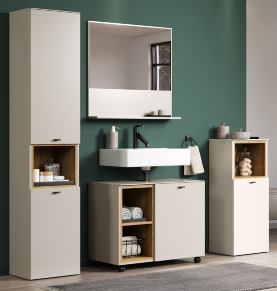 Badmöbel Set 4-teilig Sao Paulo in Sand und Eiche 180 cm