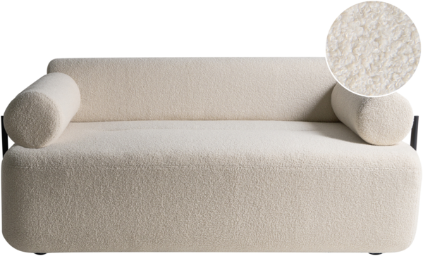 Sofa 2-Sitzer ELVA Bouclé Cremeweiß