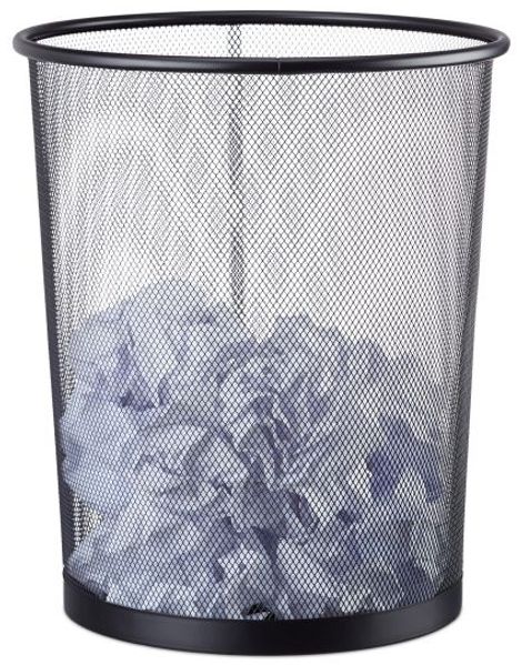 Relaxdays Papierkorb, Drahtgeflecht, 19 Liter, Schwarz