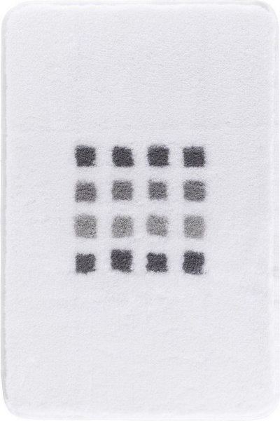 Kleine Wolke Badematte QUADRI, 70 x 120 cm, Weiß, Rutschhemmend, Höhe 20 mm, fußbodenheizungsgeeignet, Polyacryl, rechteckig
