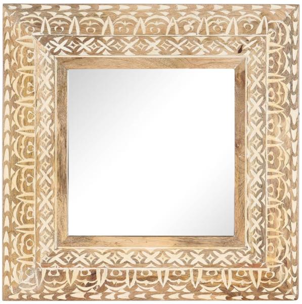 vidaXL Spiegel Handgeschnitzt 50x50x2,6 cm Massivholz Mango 321644