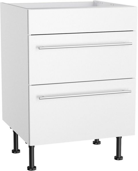 KOCHSTATION Kochfeldumbauschrank KS-Bern2 Breite 60 cm, Kochfeldumbauschrank, 2 Auszügen, 1 feste Blende