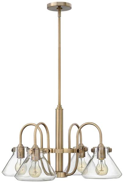 Kronleuchter, Hängelampe, Glas Stahl Gebürstetes Karamell