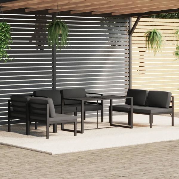vidaXL 7-tlg. Garten-Lounge-Set mit Kissen Aluminium Anthrazit 3115921