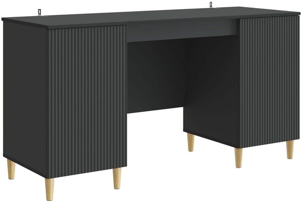 vidaXL Schreibtisch mit Regal Schwarz 142,5 x 50 x 75 cm Holzwerkstoff 3414595
