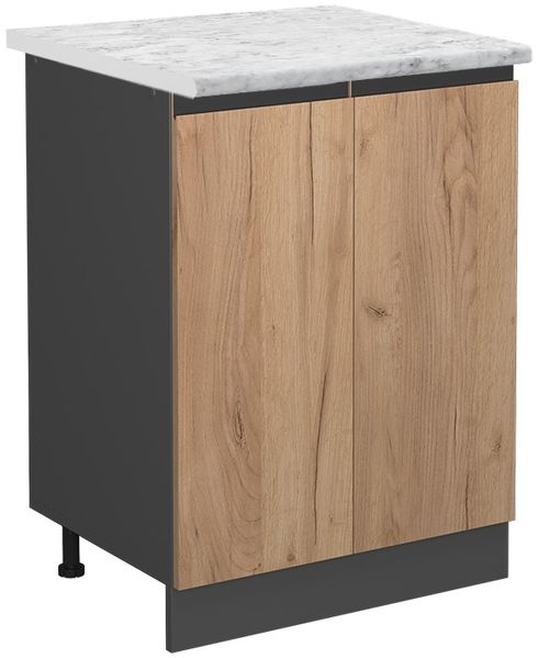 Küchenunterschrank R-Line Goldkraft Eiche 60 cm J-Shape AP Marmor Vicco