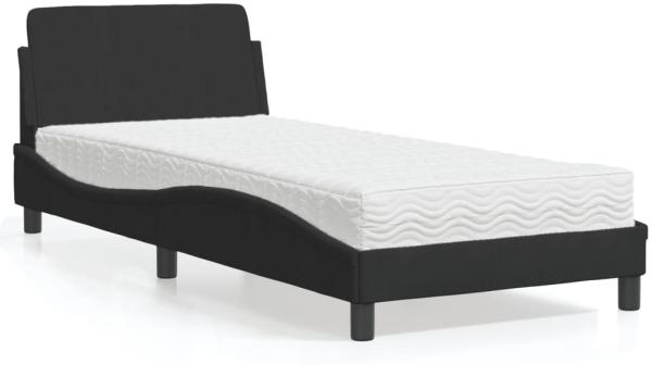 vidaXL Bett mit Matratze Schwarz 90x200 cm Samt 3208333