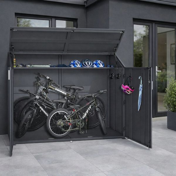 DEGAMO Fahrradbox FREIBURG, 200x100 cm, Metall anthrazit, bis zu 4 Fahrräder