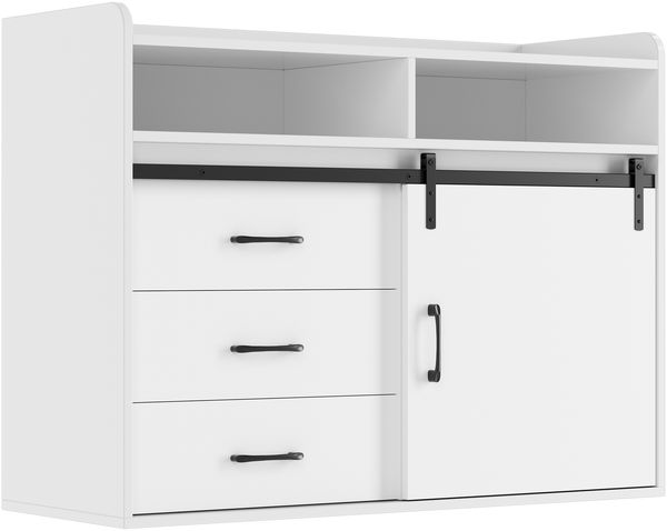 HOMAVO Sideboard HG1 Mit Schiebetüren 107 cm Für Wohnbereiche, Weiß Bild 4