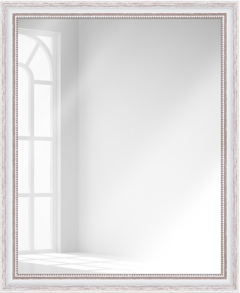 WANDStyle Wandspiegel H390 aus Massivholz in Weiß 46 x 66 cm im Stil Landhaus Bild 2