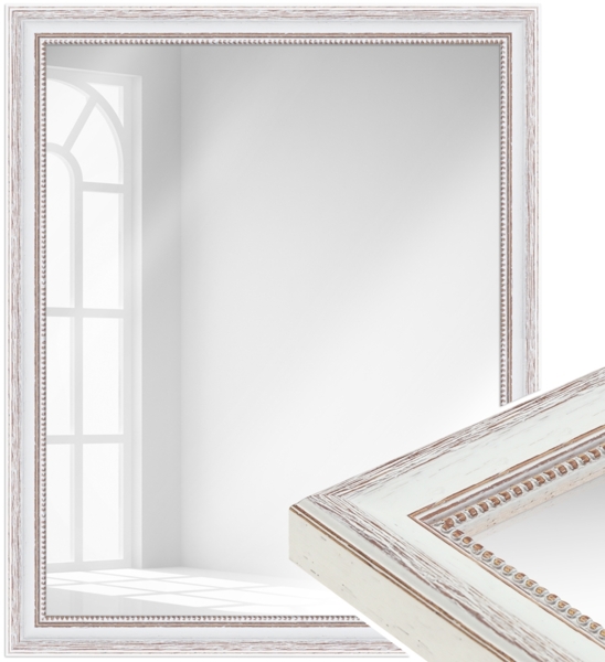 WANDStyle Wandspiegel H390 aus Massivholz in Weiß 46 x 66 cm im Stil Landhaus Bild 1