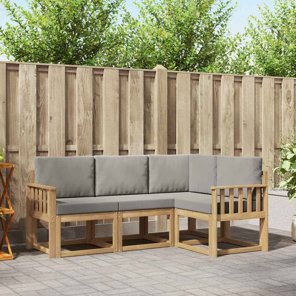 vidaXL Outdoor-Sofagarnitur 4 pcs Weiß und Hellgrau 3387555