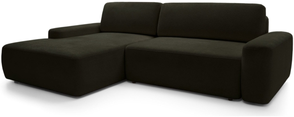 Selsey 'Baleo' Ecksofa mit Schlaffunktion, Chenille-Bezug, Olivgrün, linksseitig, 82 x 264 x 162 cm