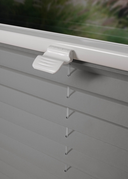 ondeco Plissee nach Maß für alle Fenster innen Montage in Glasleiste mit Spannschuh Sonnenschutz Rollo Sichtschutz Blickdicht - Hellgrau - B): 81-90 cm, H): 151-200 cm Bild 5