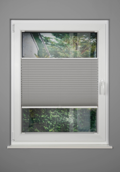 ondeco Plissee nach Maß für alle Fenster innen Montage in Glasleiste mit Spannschuh Sonnenschutz Rollo Sichtschutz Blickdicht - Hellgrau - B): 81-90 cm, H): 151-200 cm Bild 2