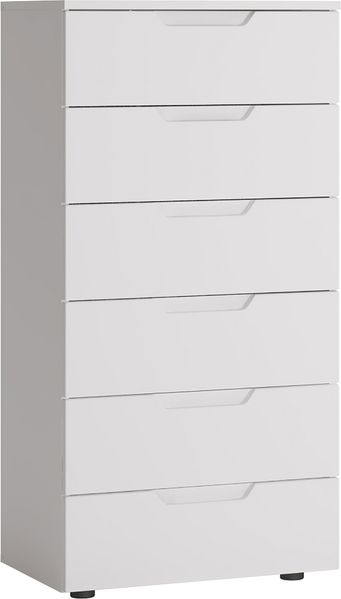 Hochkommode Paris Schubladenkommode 60x40x120cm weiß Hochglanz grifflos