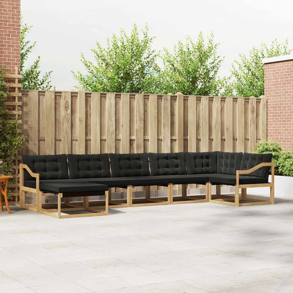 vidaXL Outdoor-Sofagarnitur mit Kissen 7 pcs Weiß und Schwarz 3388910